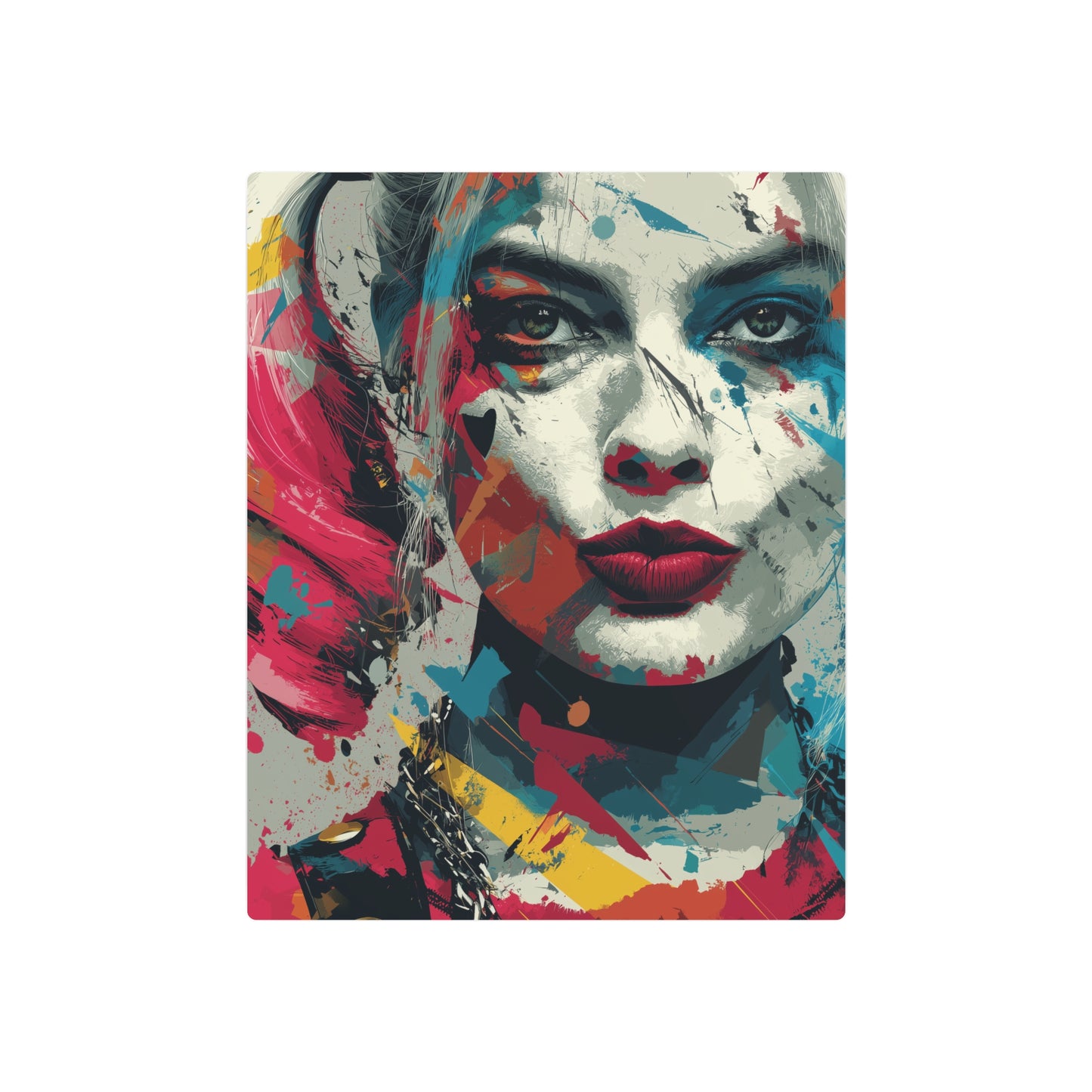 Harley Quinn Closeup Abstract Metal Wall Art - Vibrant & Distinctive Home Decor