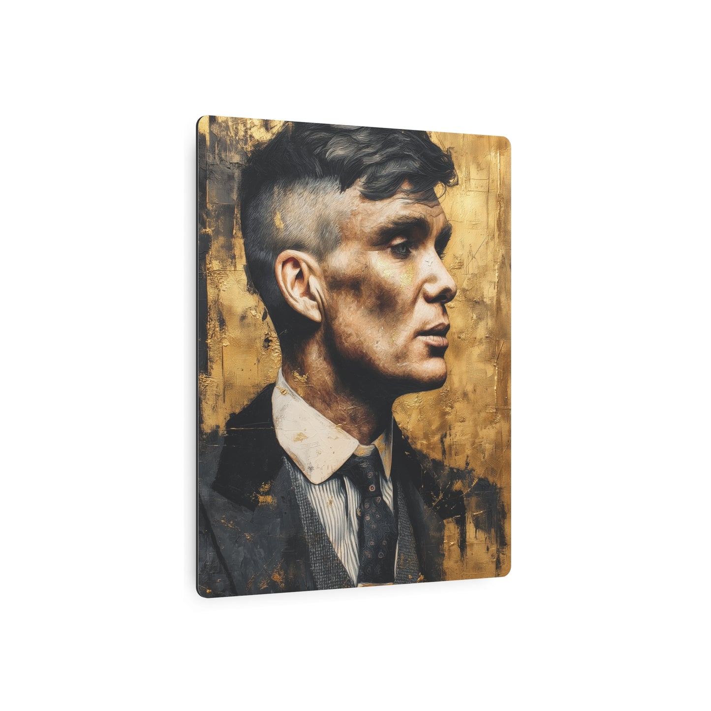 "Iconic Thomas Shelby Metal Wall Art in Gold & Black - Peaky Blinders Decor"