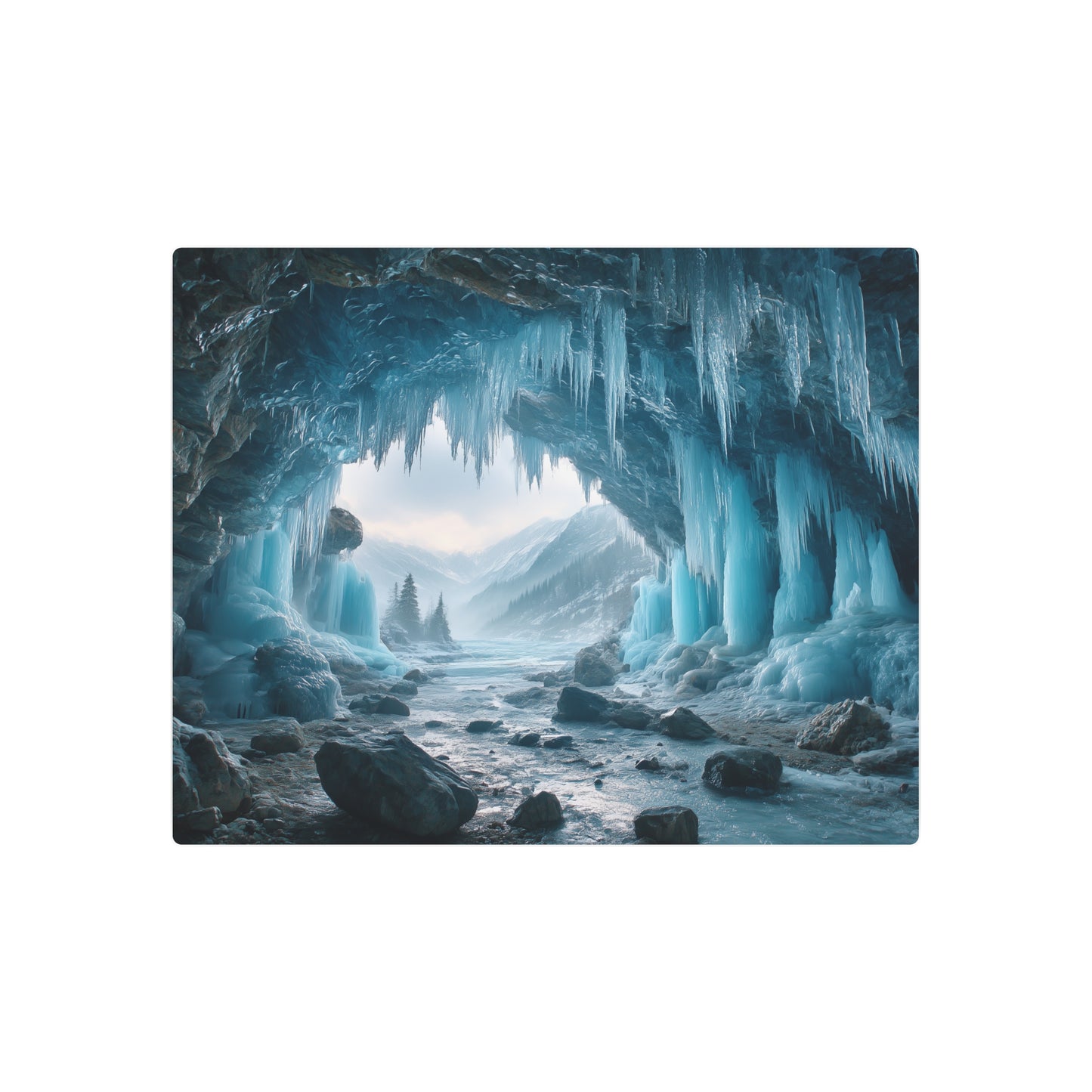 Ice Caves Wall Art - Fantasy Themed Over-the-Shoulder Print Metal Deco - Metal Wall Art Print