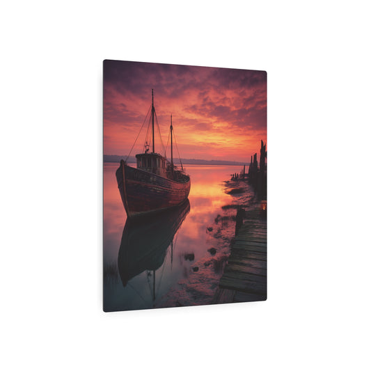 Abandoned Dock Boat Photography Metal Wall Art | Trawler Themed Decor - Metal Wall Art Print
