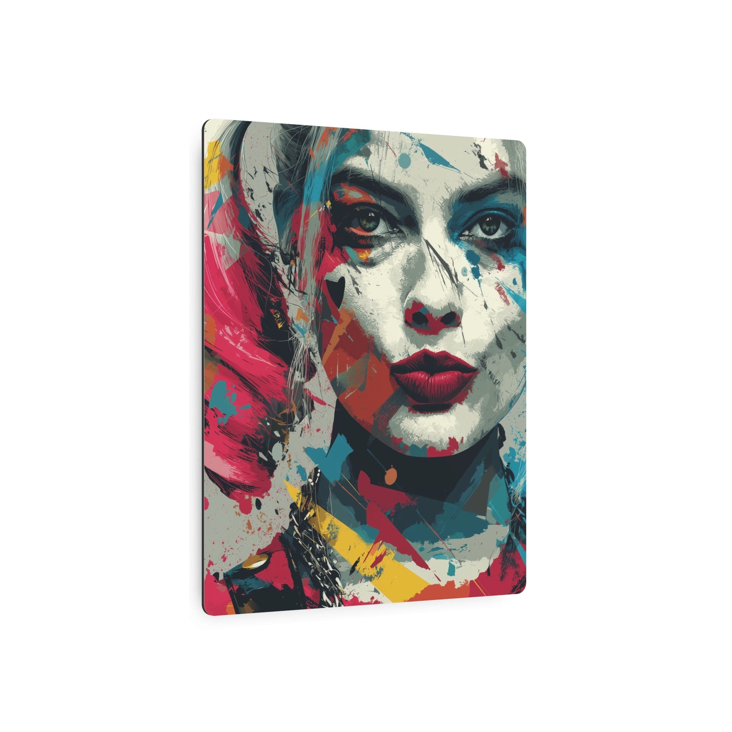 Harley Quinn Closeup Abstract Metal Wall Art - Vibrant & Distinctive Home Decor