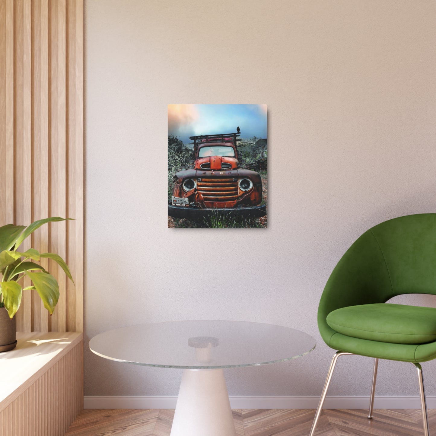 Vintage Car-Themed Metal Wall Art: Adds Rustic Charm to Homes & Offices