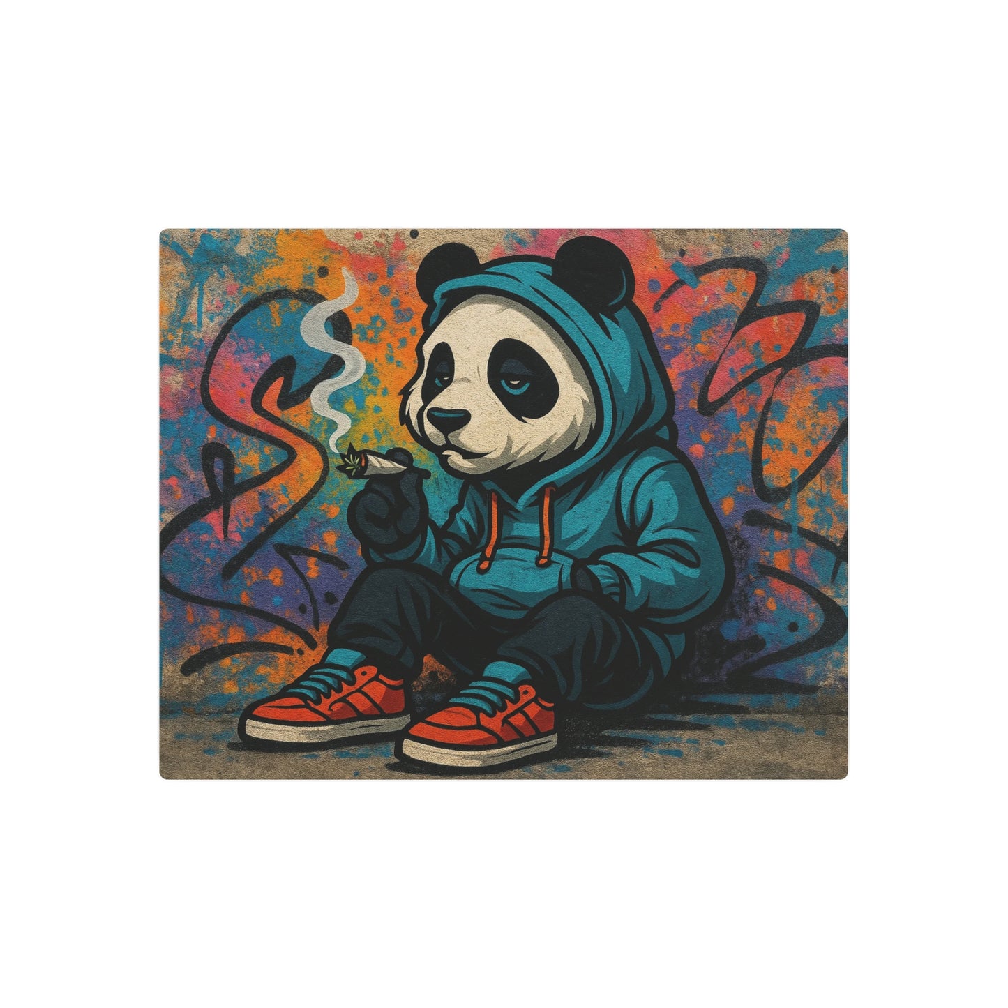 Vibrant Graffiti Panda - Metal Wall Art Decor - Metal Wall Art Print