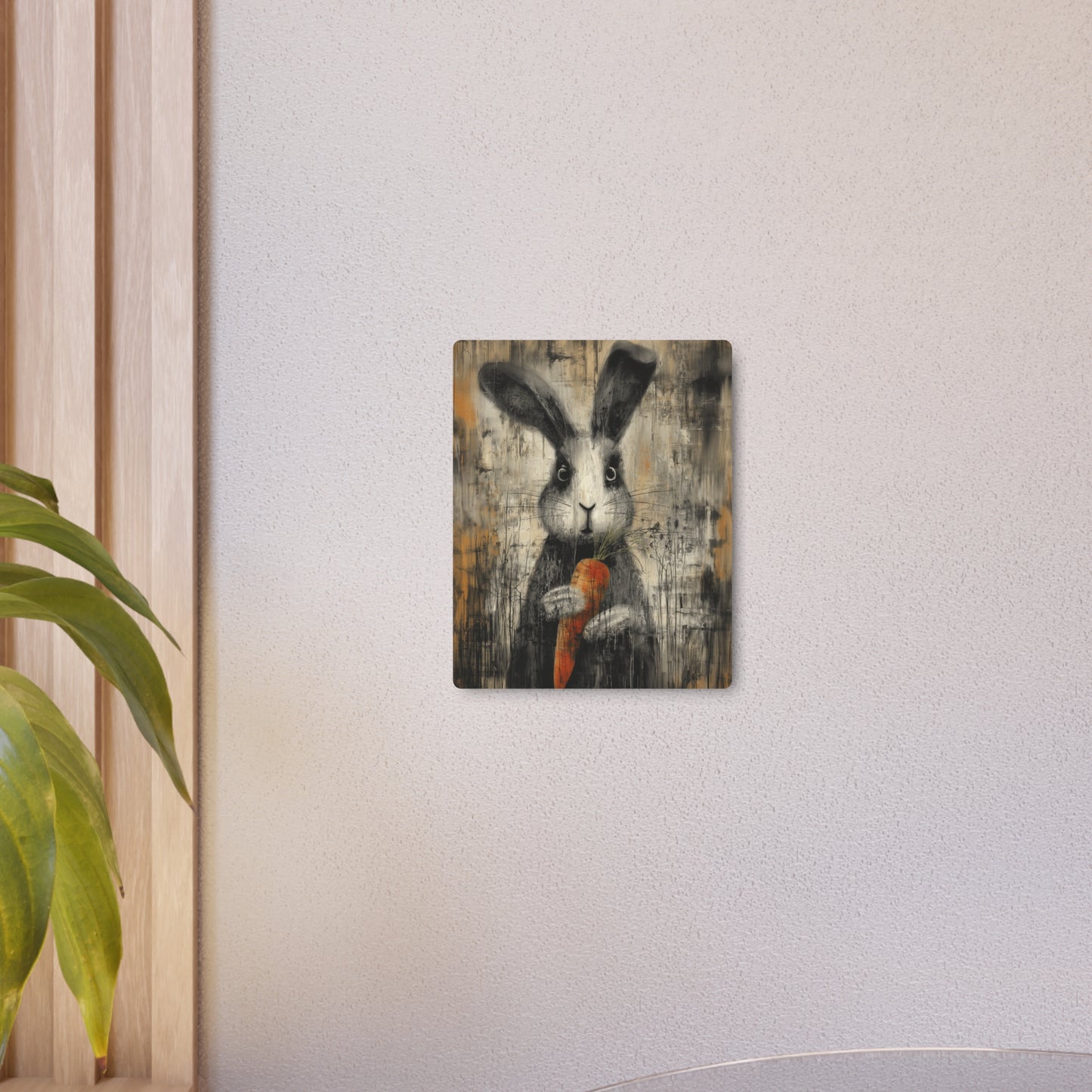 Adorable Bunny Metal Wall Art: Rustic Decor with Neutral Tones