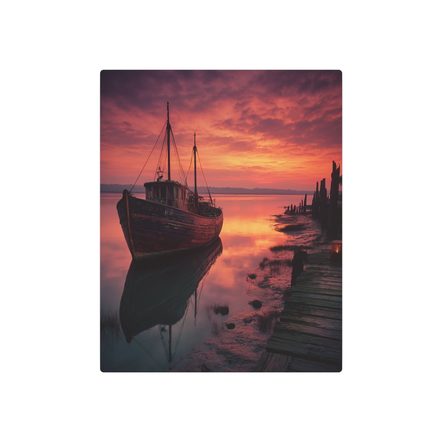 Abandoned Dock Boat Photography Metal Wall Art | Trawler Themed Decor - Metal Wall Art Print