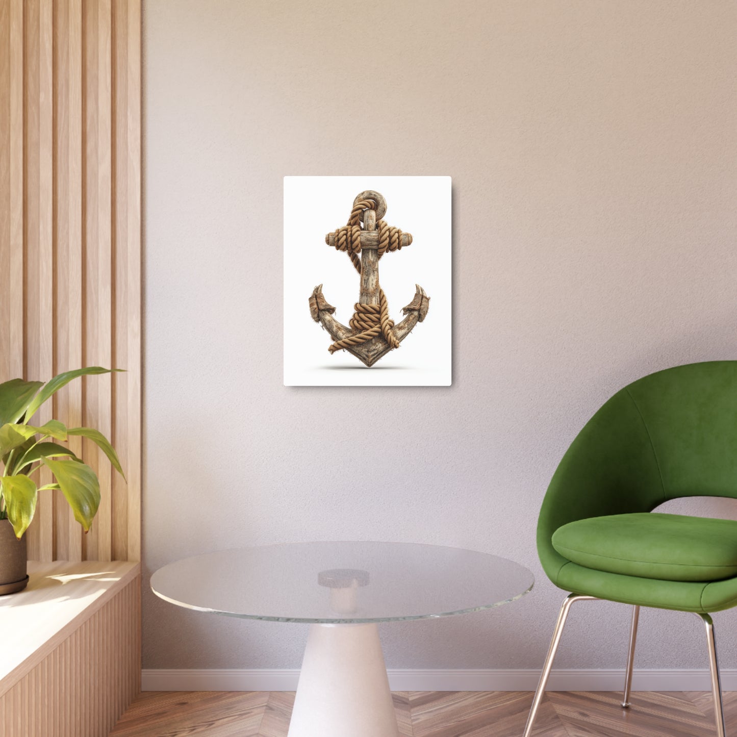Nautical Chic Metal Wall Art: Traditional Anchor & Rope Design
