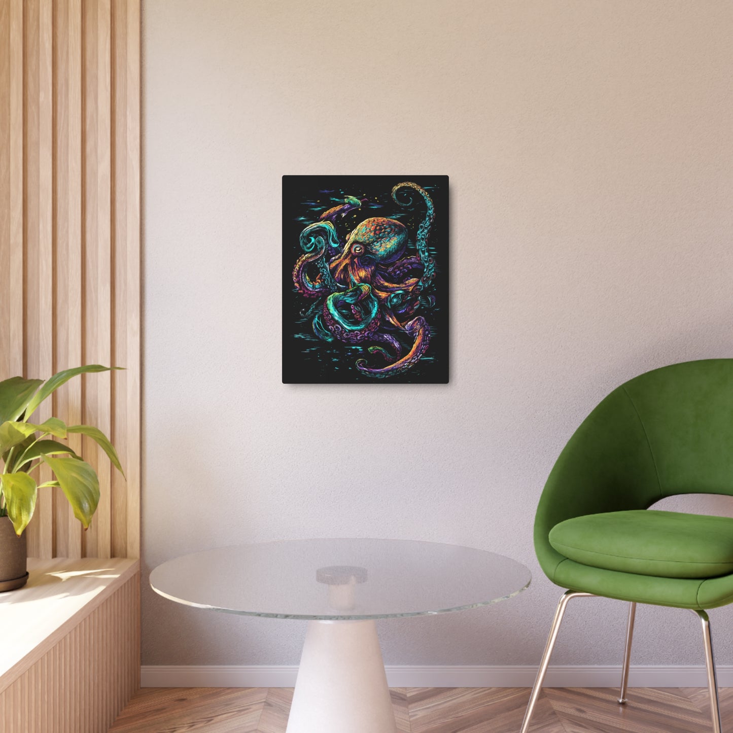 "Captivating Colorful Octopus Metal Wall Art in Dark Dan Mumford Style"