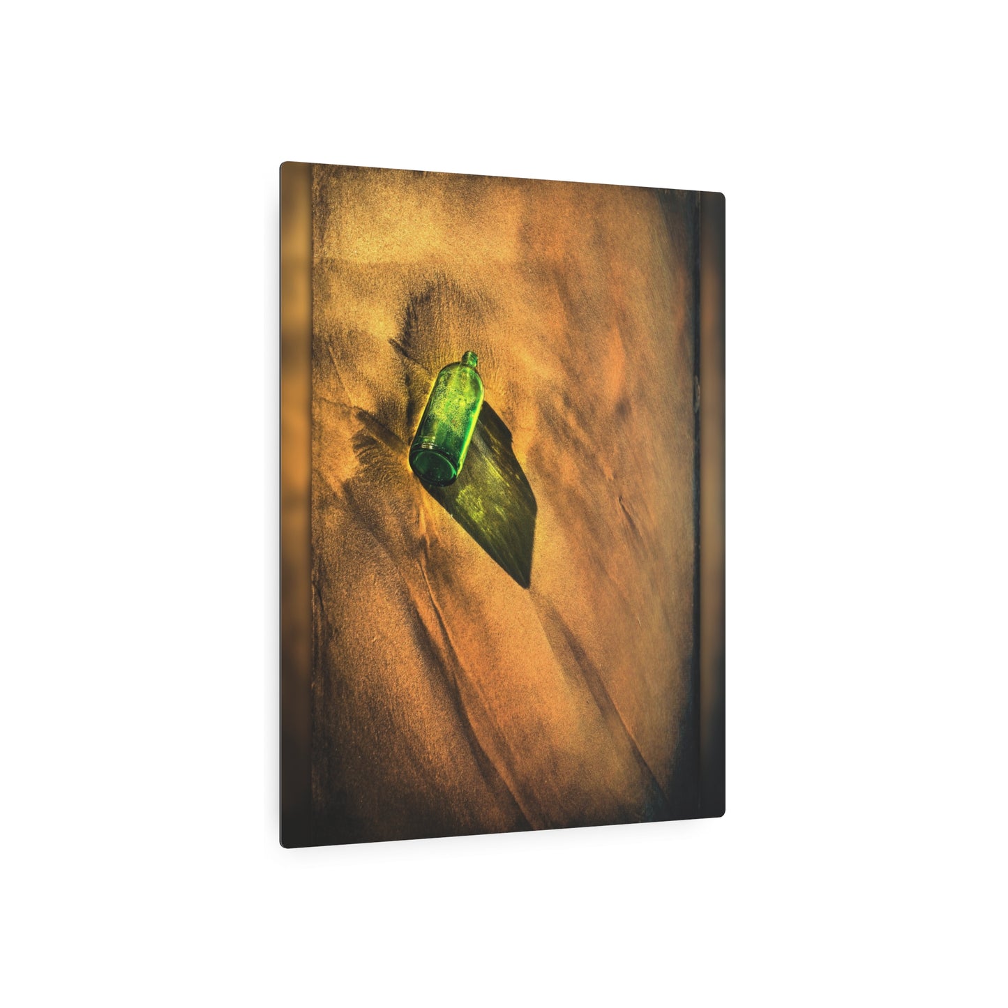 Vintage Green Bottle Aerial View - Chic Metal Wall Art Sign