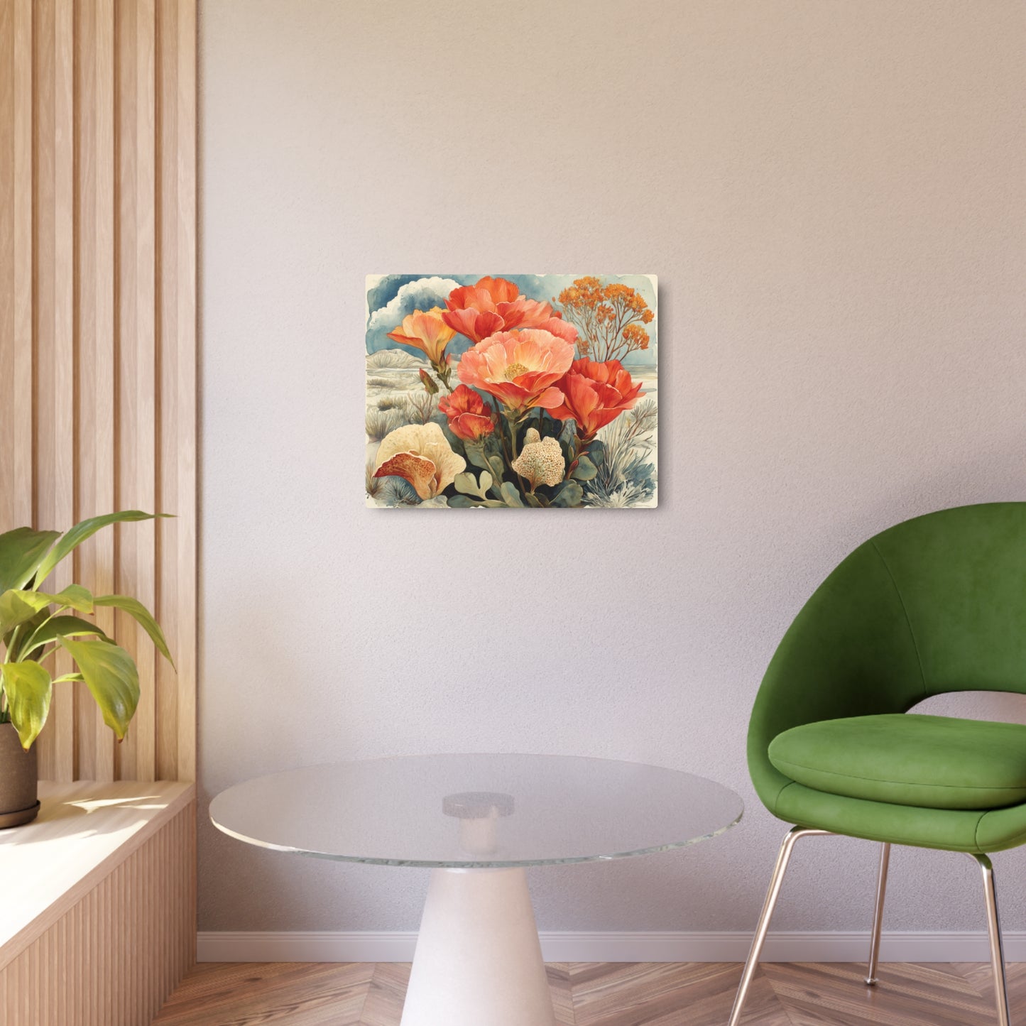Georgia O'Keeffe Inspired Metal Wall Art - Desert Flora Watercolor Print