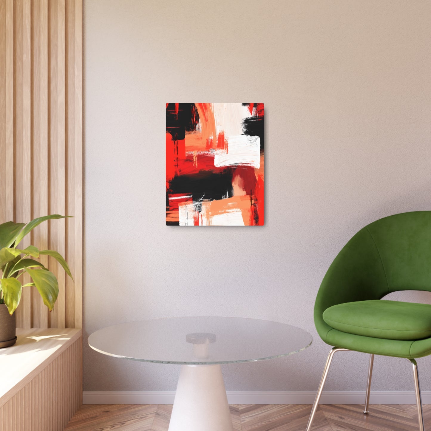Abstract Bold Red & Black Digital Painting Metal Wall Art