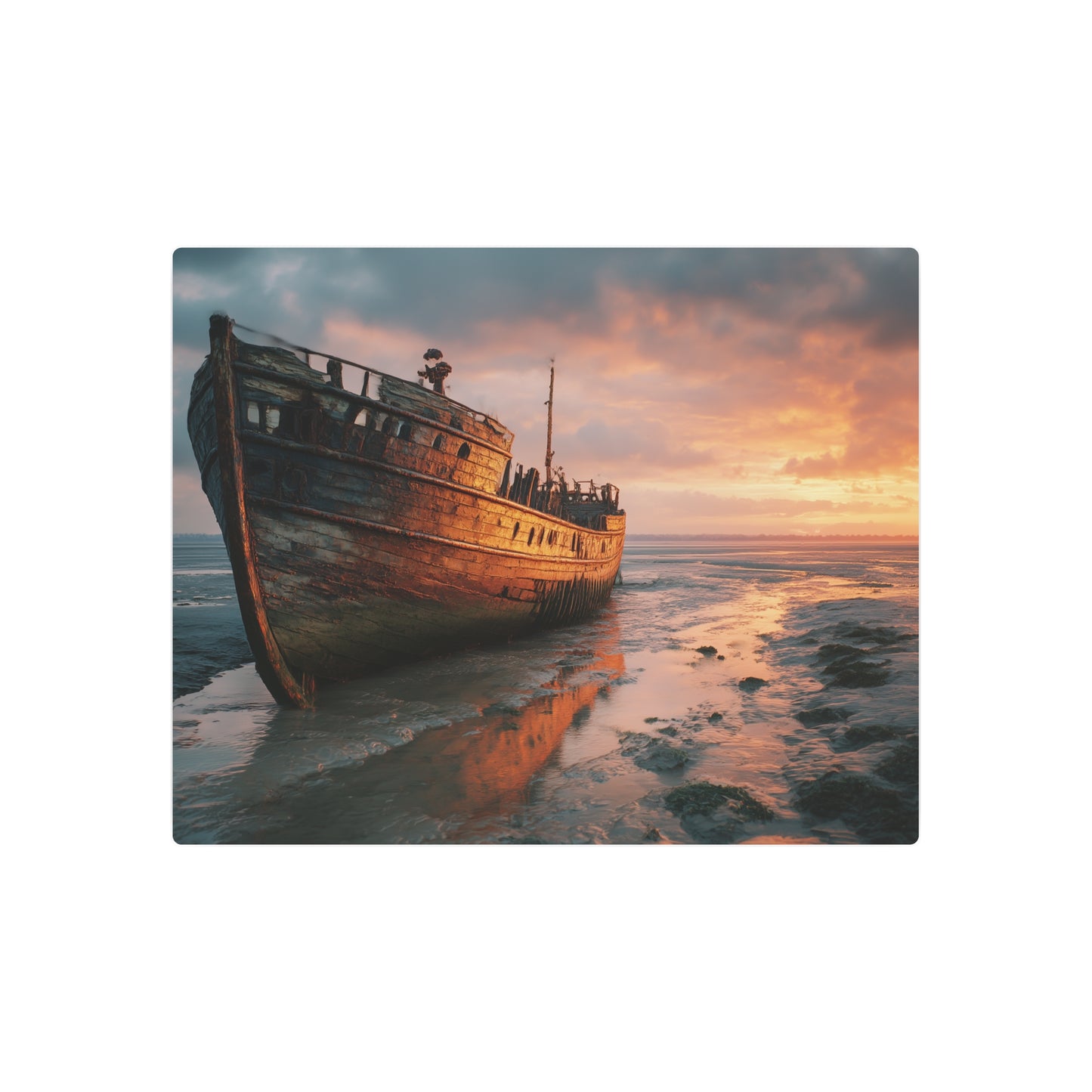 Nautical Pirate Ship Metal Wall Art - Marine Themed Decor for your Home - Metal Wall Art Print