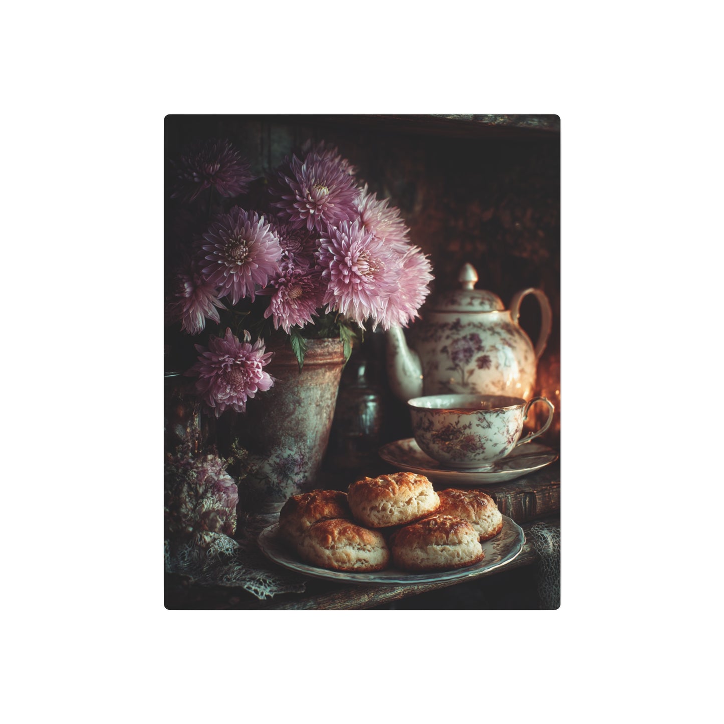 Rustic Still Life Photography Metal Wall Art- Ideal for Shelf Nook