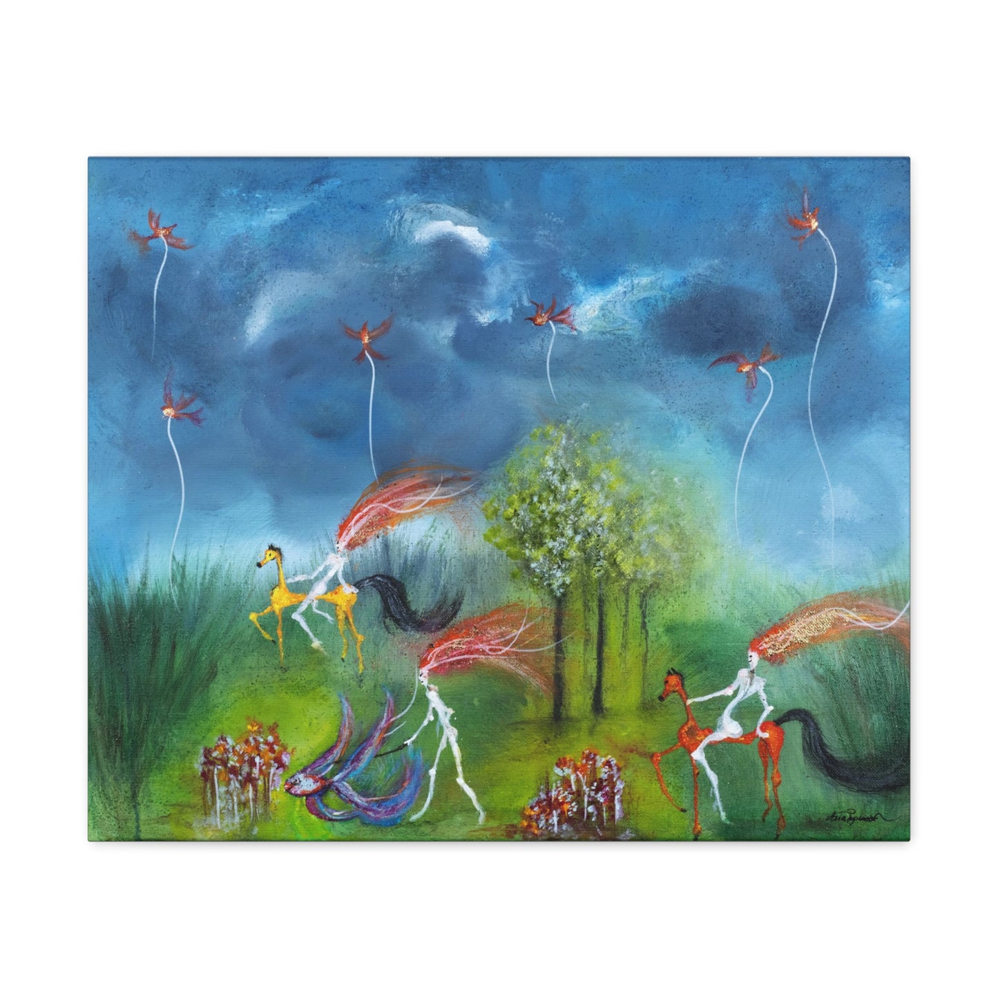 Abstract Horse and Trees Canvas Print by Asia Popinska - Dark and Moody - Metal Wall Art Print