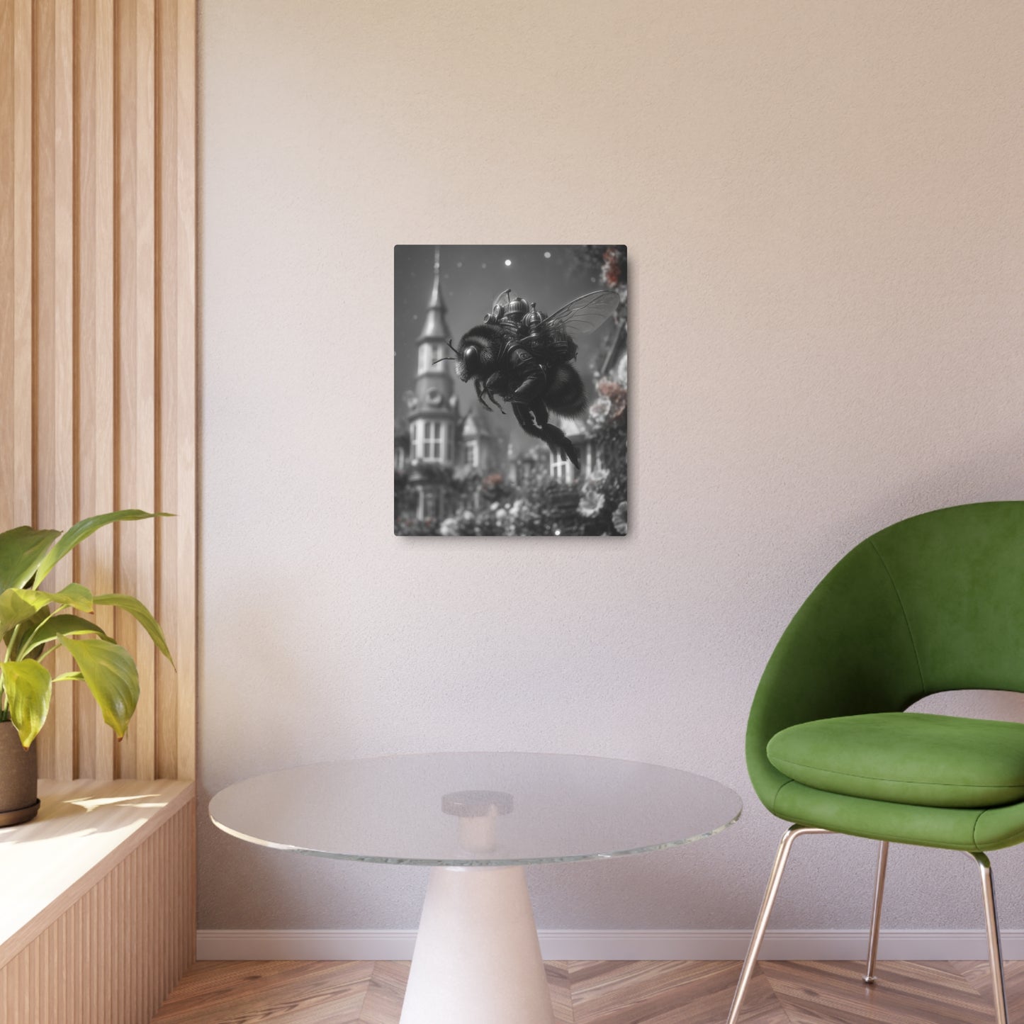 Steampunk Honeybee Cityscape Metal Wall Art – Victorian Era-Inspired D