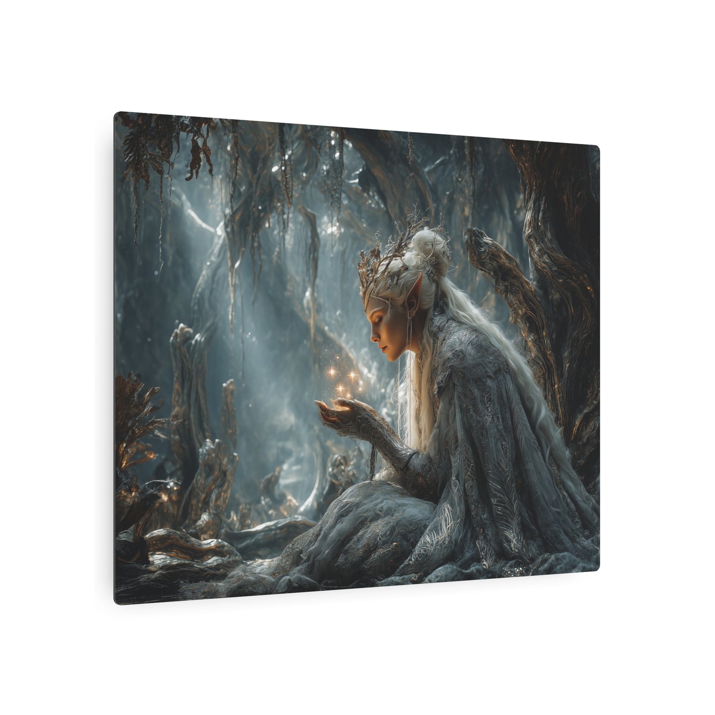 Mystical Forest Elf Radiant Star: Unique Metal Art Wall Print - Metal Wall Art Print