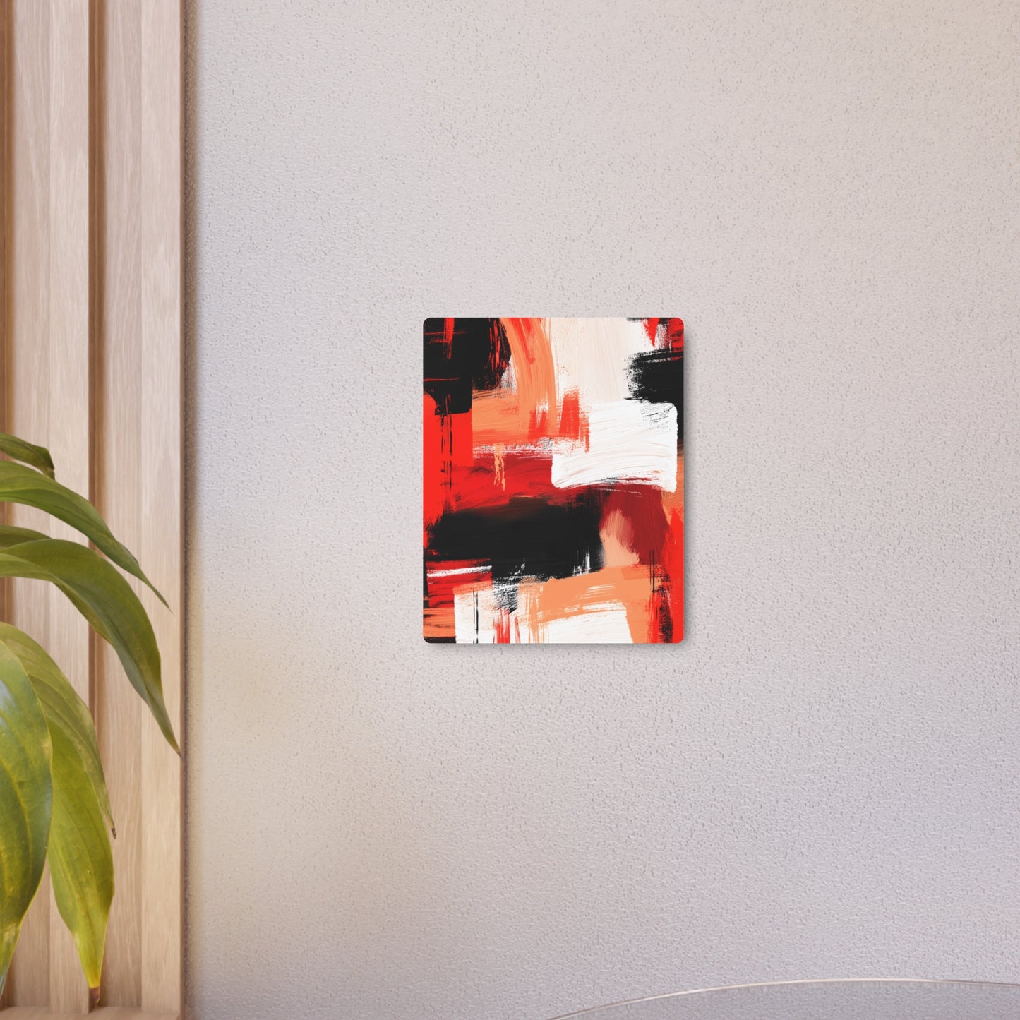 Abstract Bold Red & Black Digital Painting Metal Wall Art