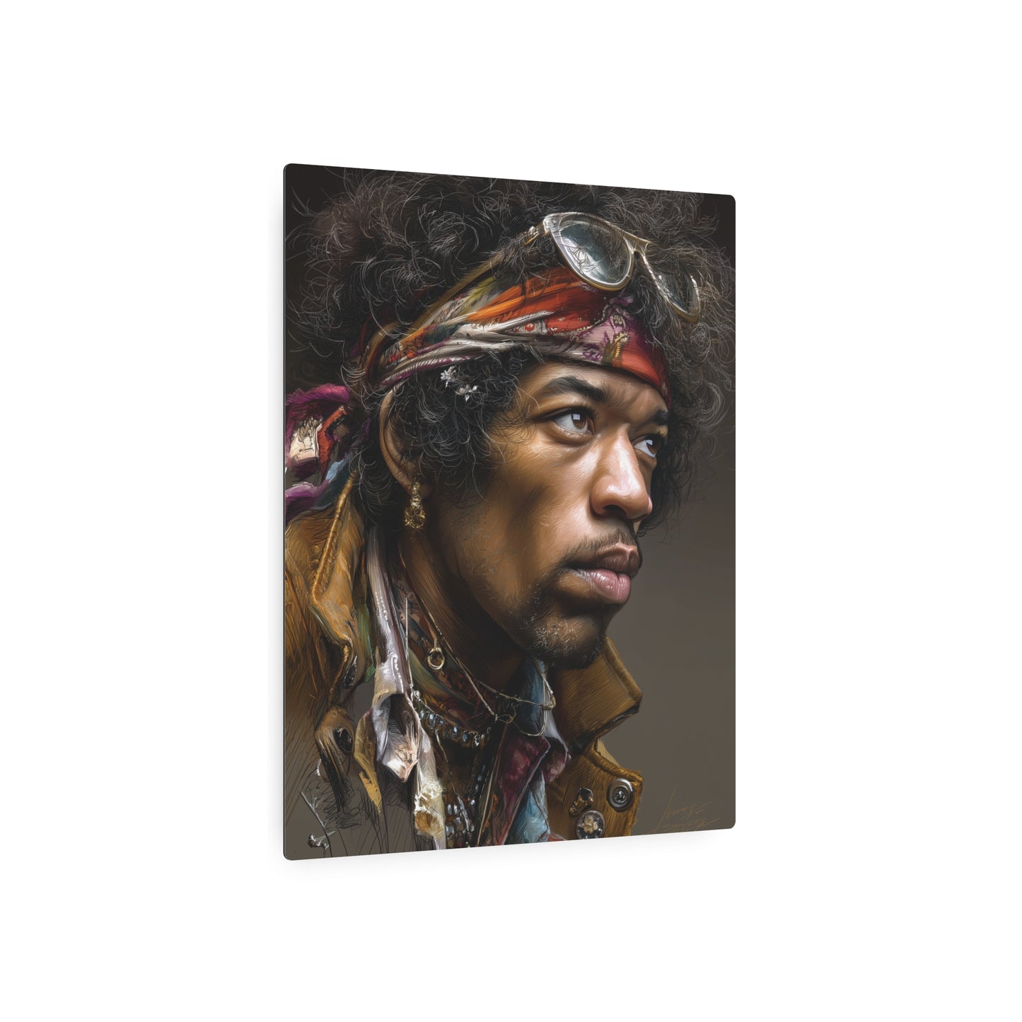 "Jimi Hendrix Legendary Color Side-Pose Metal Wall Art"