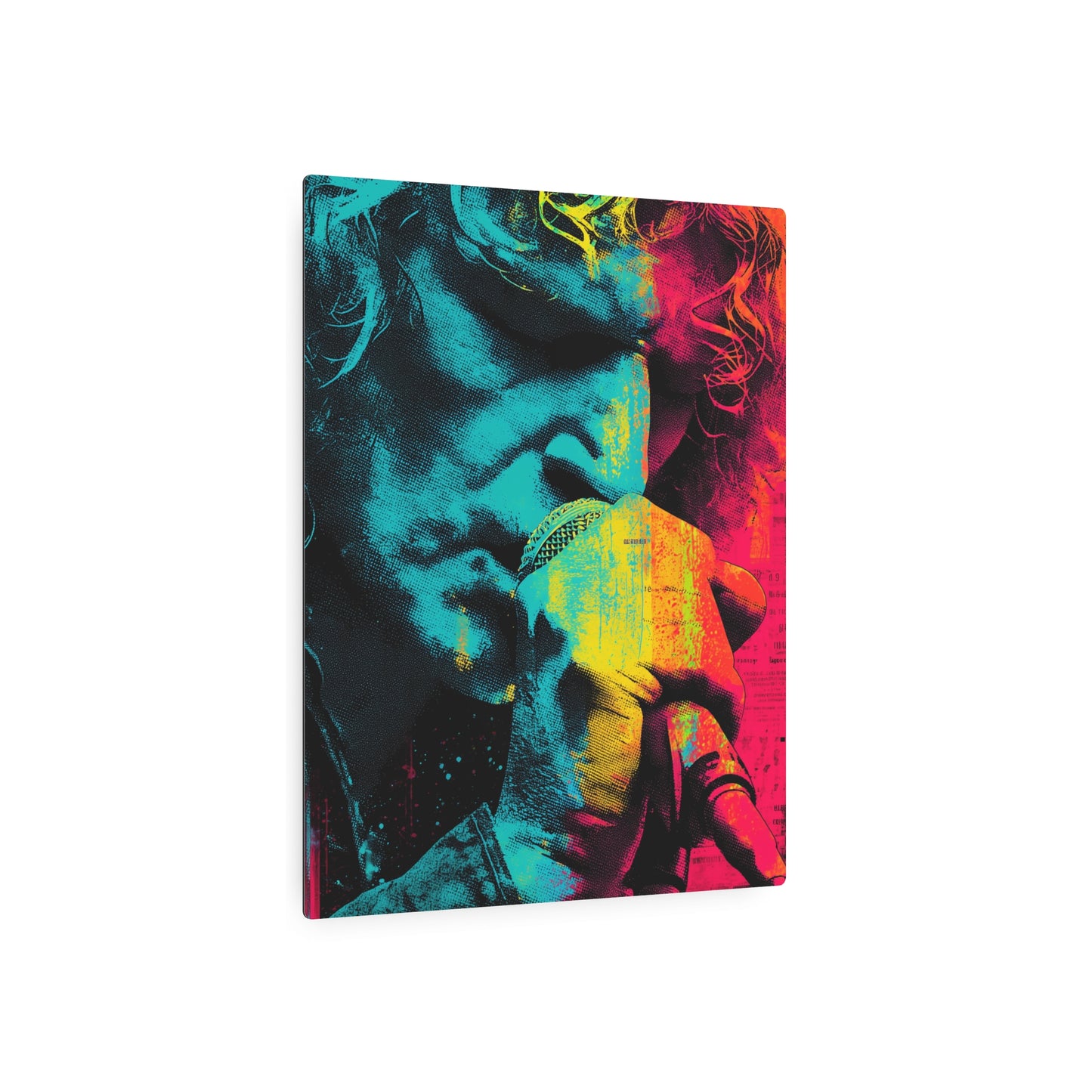 "Psychedelic Rock Poster Metal Wall Art: Neon Abstract of Robert Plant by Gabo"
