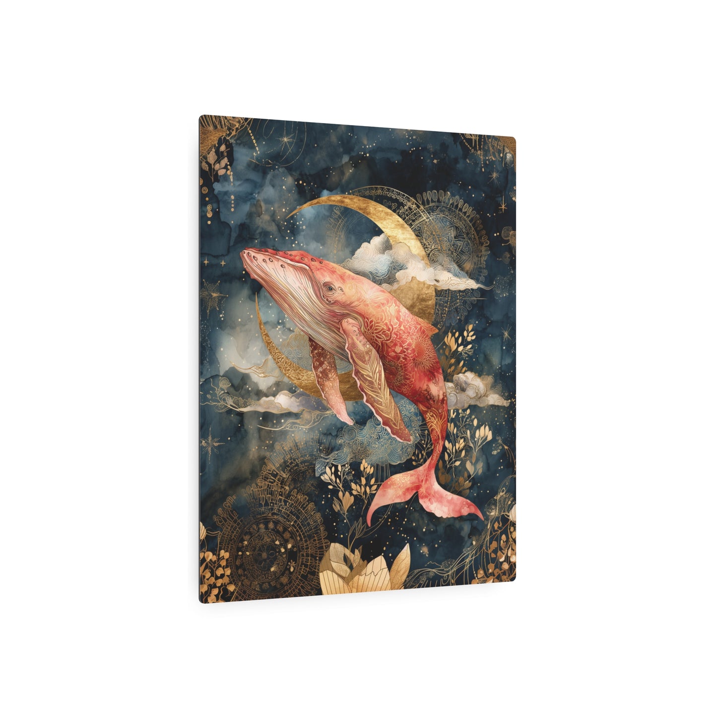 Pink Whale Metal Wall Art - Dreamy Blue Sky Home Decor piece