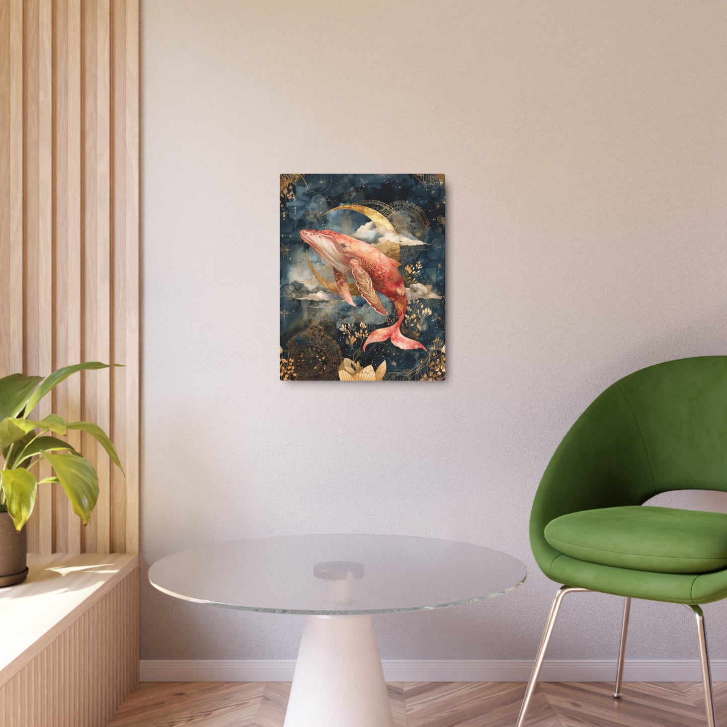 Pink Whale Metal Wall Art - Dreamy Blue Sky Home Decor piece