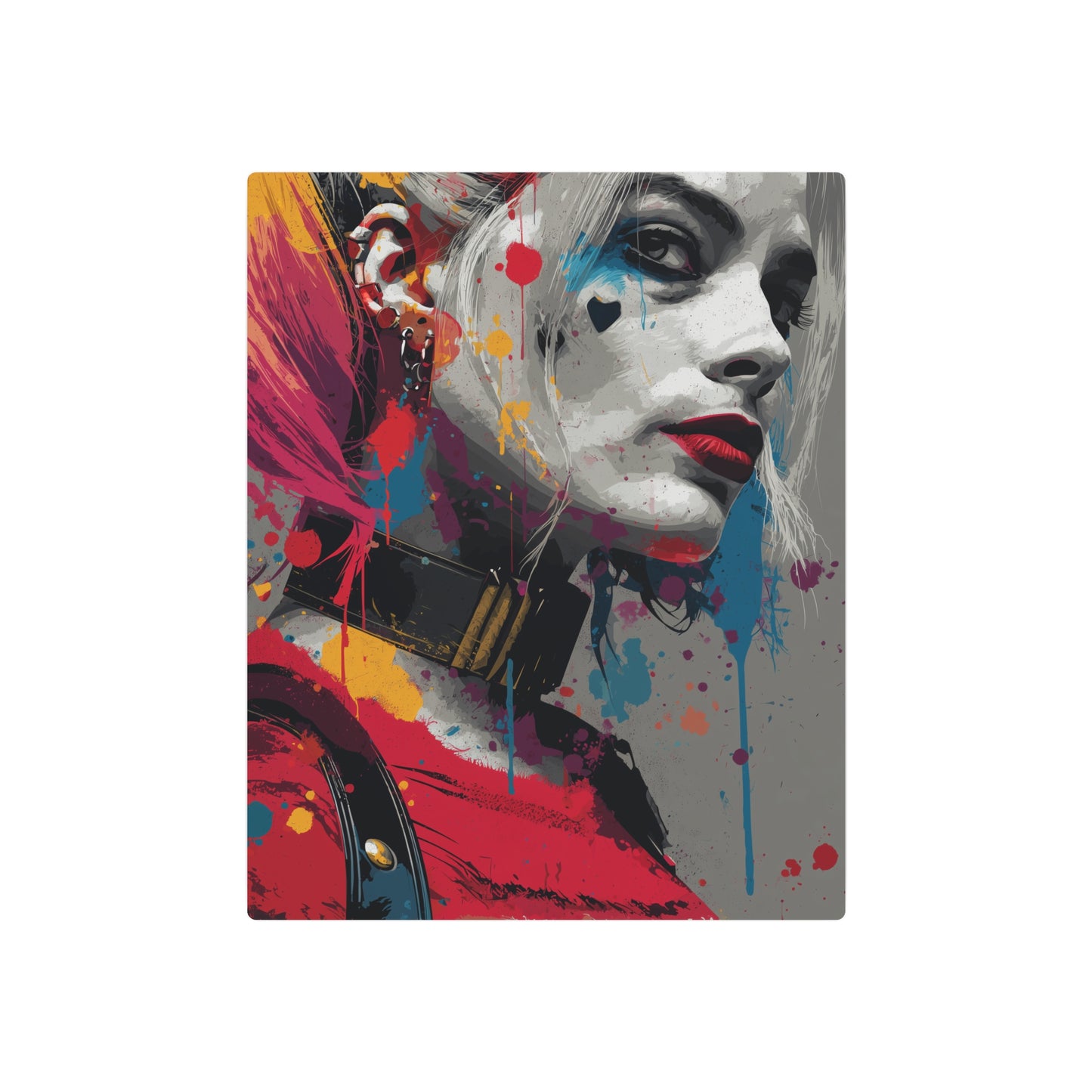 Vibrant Harley Quinn Abstract Vector Art Metal Wall Sign
