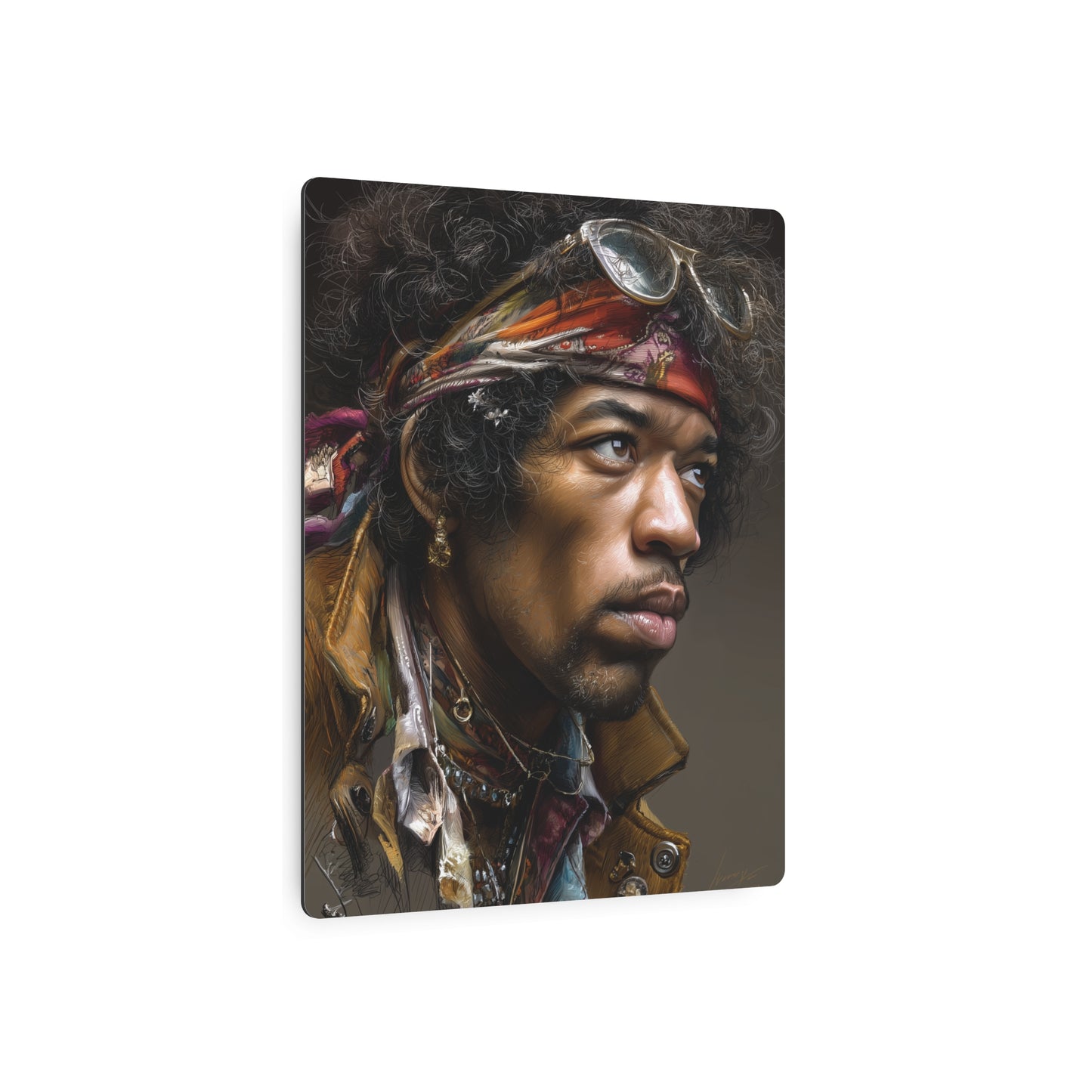 "Jimi Hendrix Legendary Color Side-Pose Metal Wall Art"