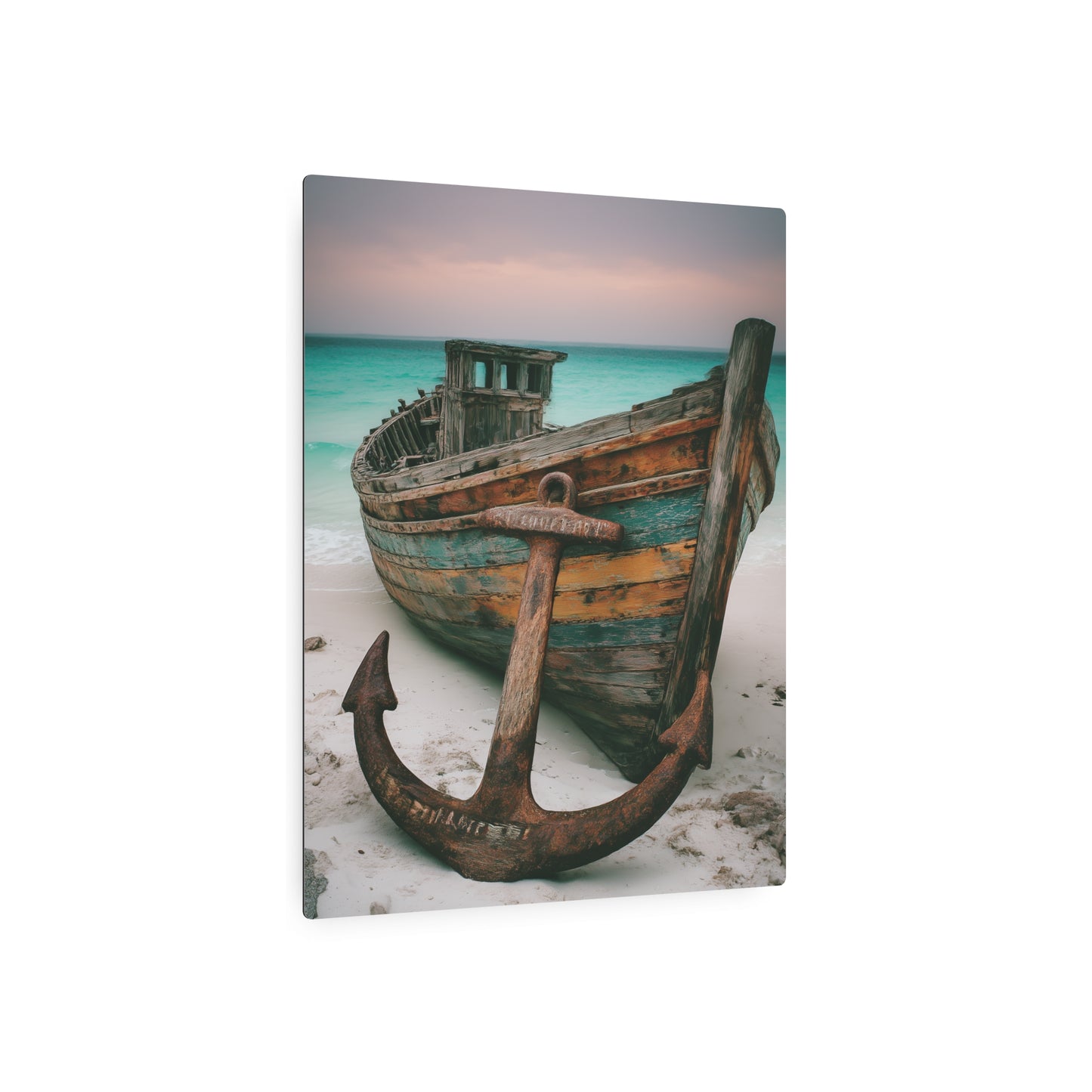 Rustic Anchor Boat Photography Metal Wall Art - Seaside Beach Home Decor
