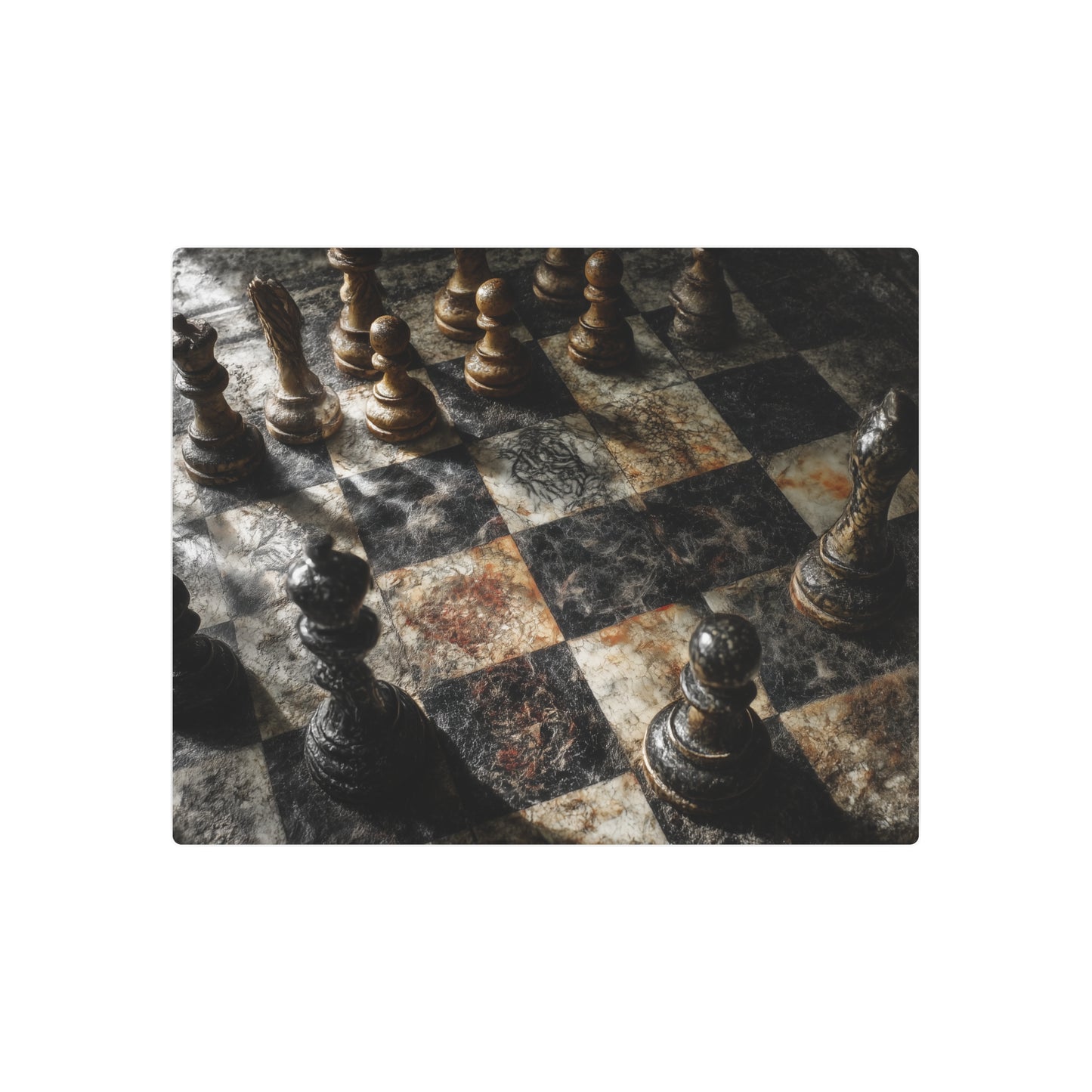 Picasso Style Chess Board Print Wall Art - Dutch Angle Metal Sign