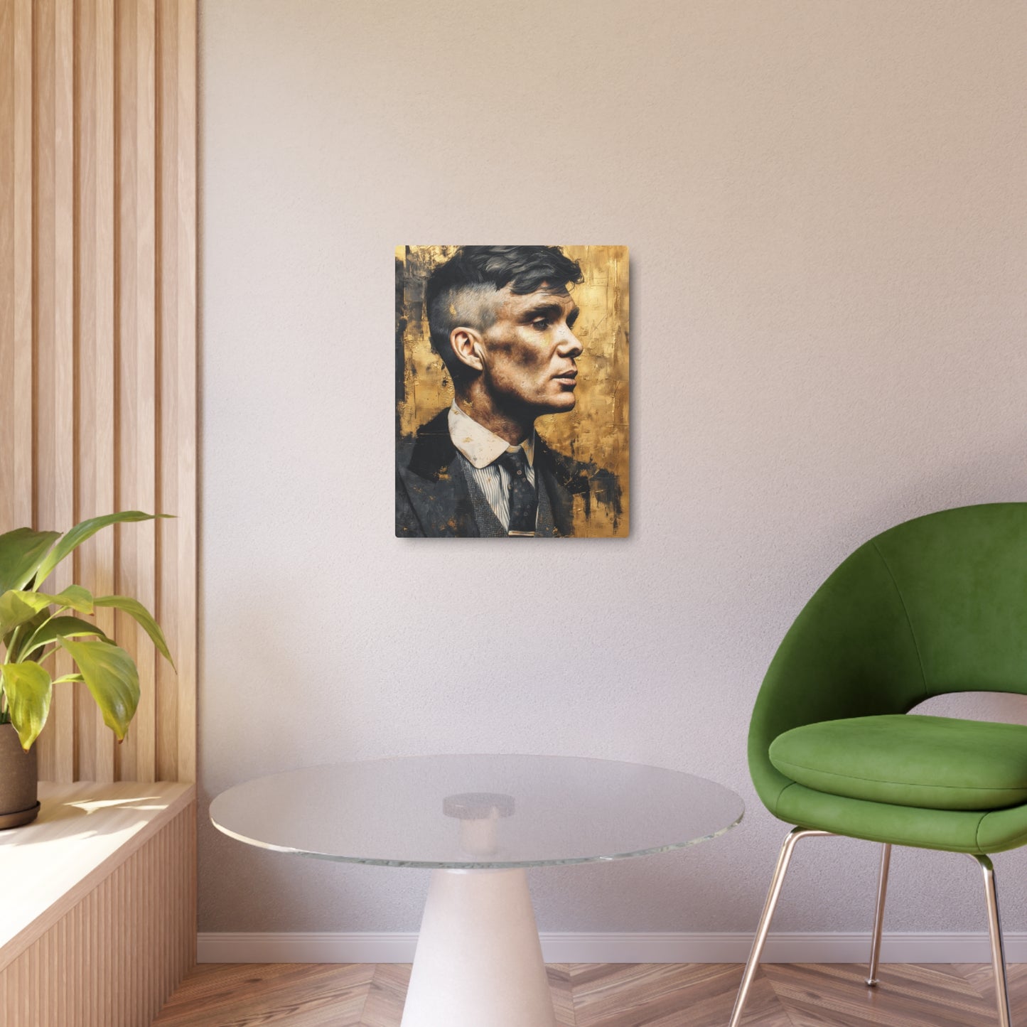"Iconic Thomas Shelby Metal Wall Art in Gold & Black - Peaky Blinders Decor"
