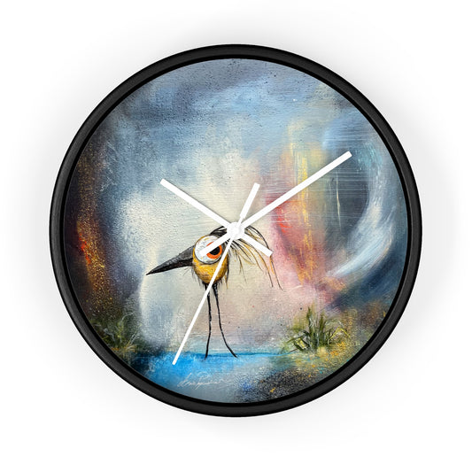 Abstract Bird Clock "Warble" Vibrant Design and Colors, Clock for office, Bedroom Wall Art, Room, College Gift, Wall Decor, Unique Clocks - Metal Wall Art Print