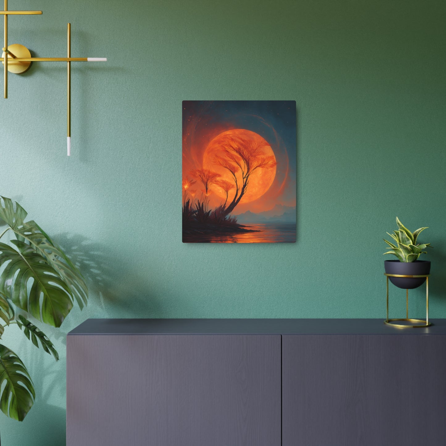 Bioluminescent Alien Landscape Metal Wall Art Sign