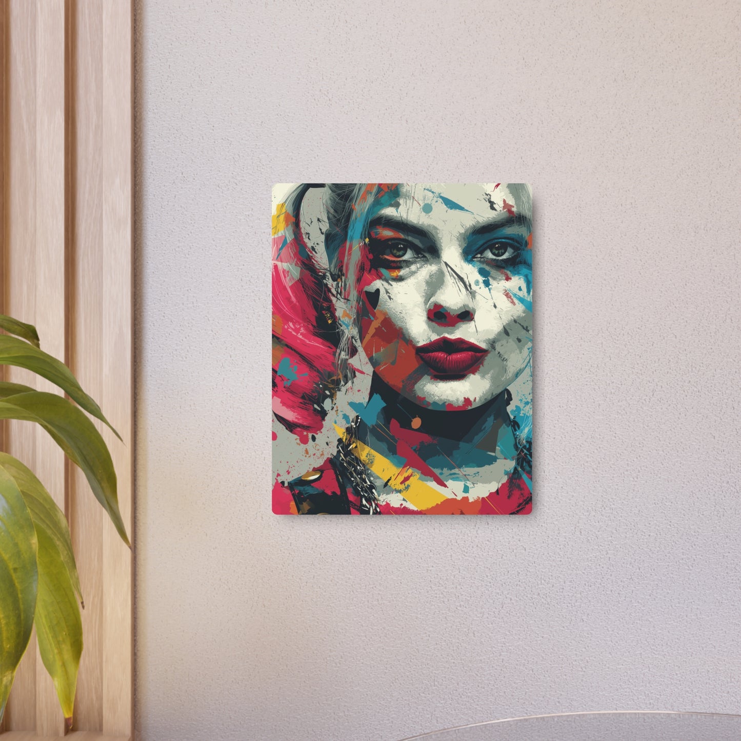Harley Quinn Closeup Abstract Metal Wall Art - Vibrant & Distinctive Home Decor