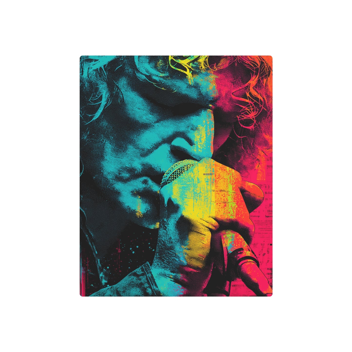 "Psychedelic Rock Poster Metal Wall Art: Neon Abstract of Robert Plant by Gabo"