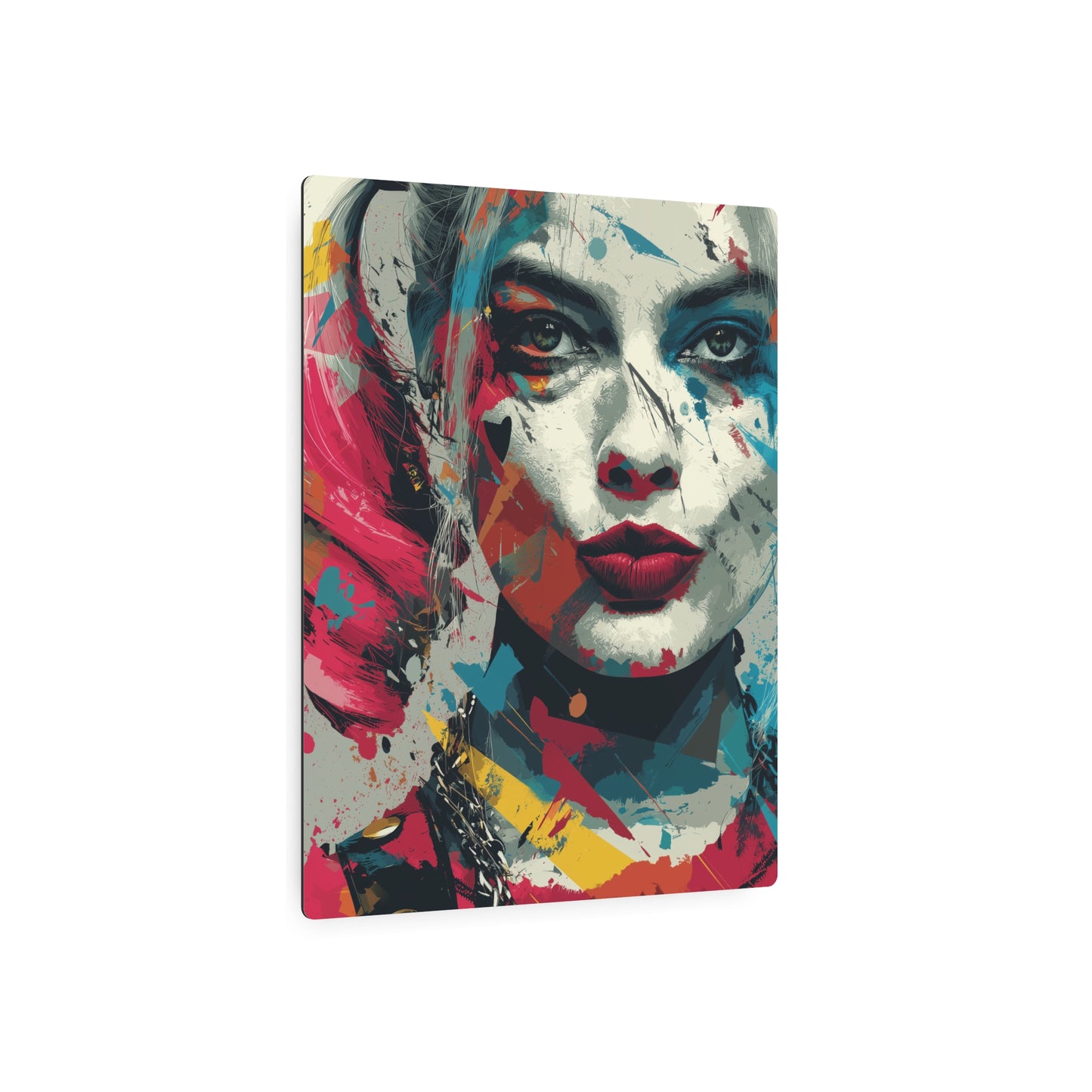 Harley Quinn Closeup Abstract Metal Wall Art - Vibrant & Distinctive Home Decor