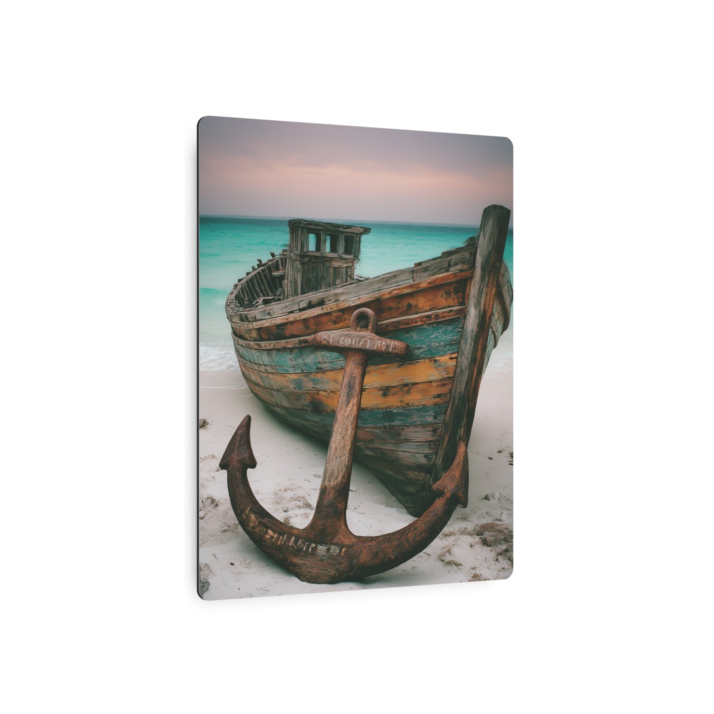 Rustic Anchor Boat Photography Metal Wall Art - Seaside Beach Home Decor