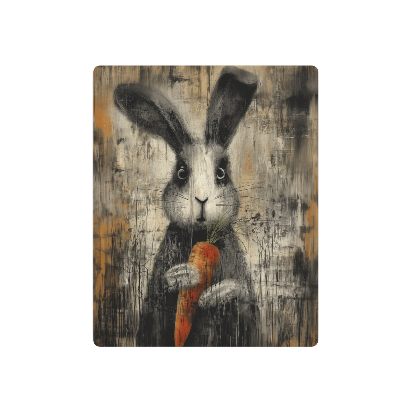 Adorable Bunny Metal Wall Art: Rustic Decor with Neutral Tones - Metal Wall Art Print