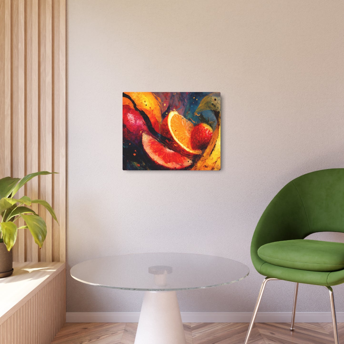 Vibrant Whirlwind of Fruit: A chaotic yet harmonically blended mix of various fruits