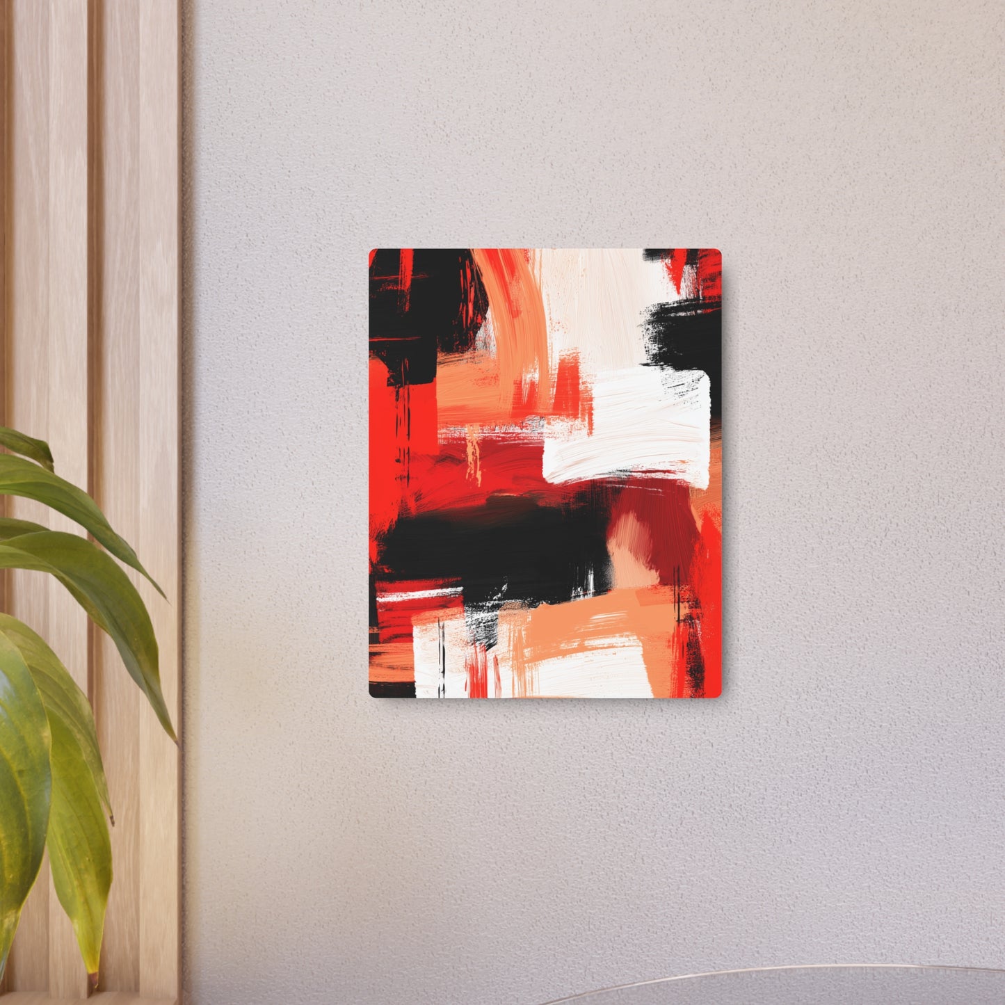 Abstract Bold Red & Black Digital Painting Metal Wall Art