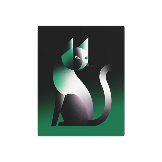 Picasso-Inspired Gradient Metal Wall Art: Charming Geometric Cat Design - Metal Wall Art Print