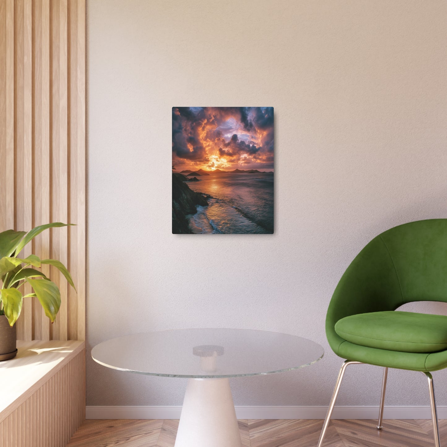 Discover Caribbean Sunset Metal Wall Art with Bird's Eye Aerial Photography