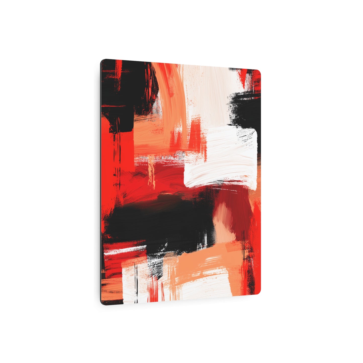 Abstract Bold Red & Black Digital Painting Metal Wall Art