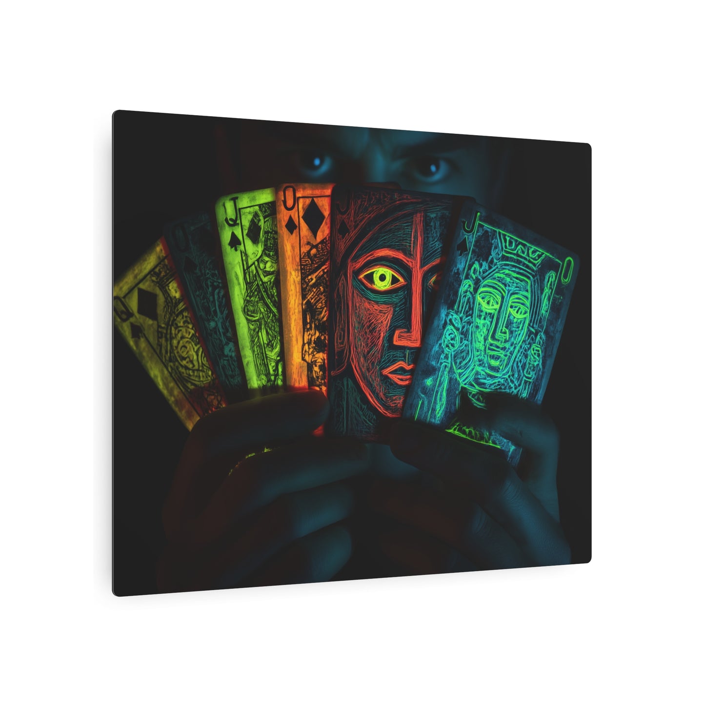 Vibrant Picasso-Inspired Neon Glow Metal Wall Art Print