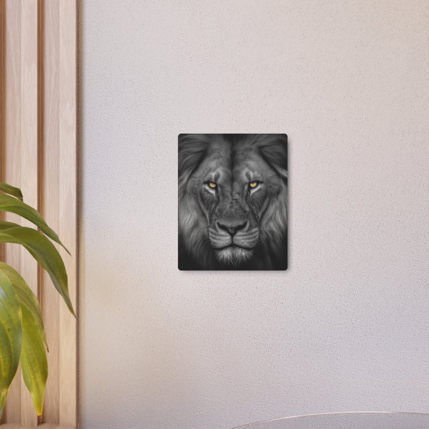 Stunning Hyper-Realistic Yellow-Eyed Cat Metal Wall Art in Black & White