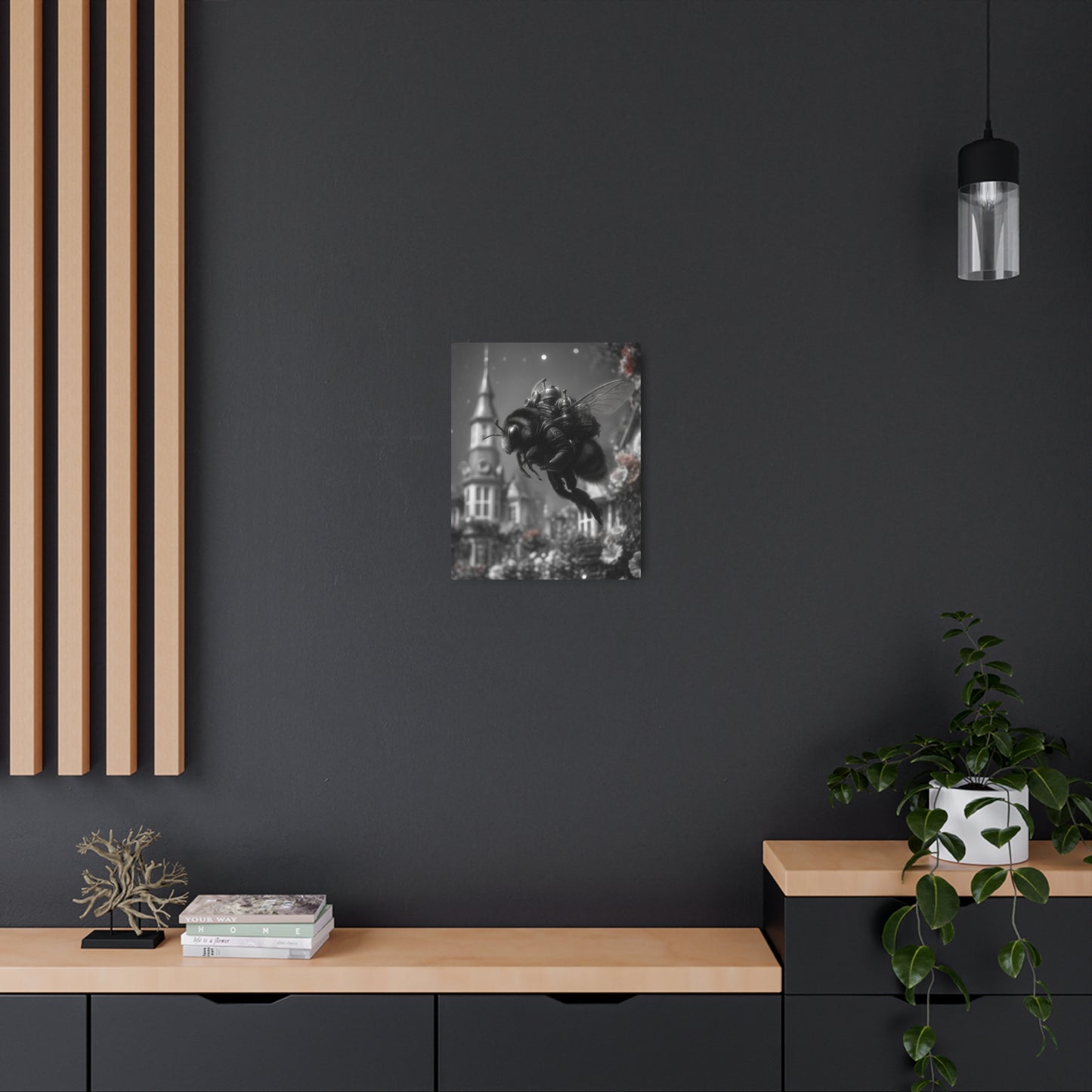 Steampunk Honeybee Cityscape Metal Wall Art – Victorian Era-Inspired D