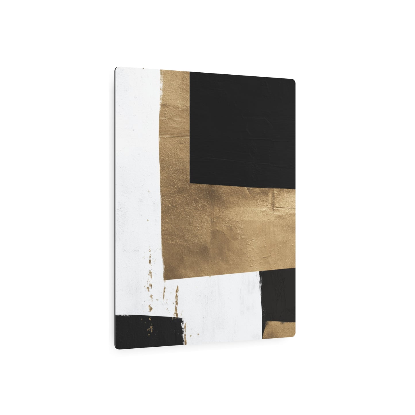 "Chic Modern Abstract Metal Wall Art in Bold Geometric Shapes–Black, Gold, White"
