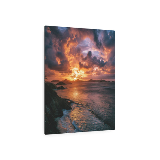 Discover Caribbean Sunset Metal Wall Art with Bird's Eye Aerial Photography - Metal Wall Art Print