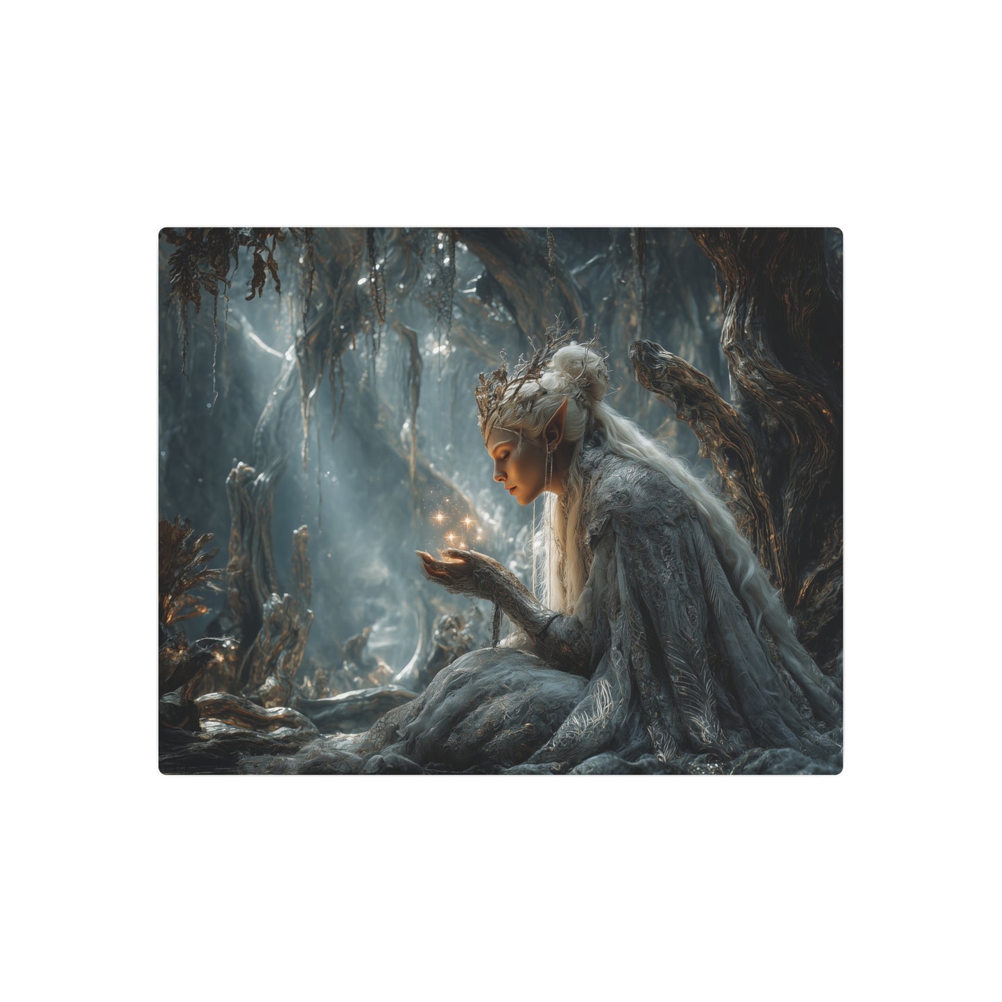 Mystical Forest Elf Radiant Star: Unique Metal Art Wall Print - Metal Wall Art Print