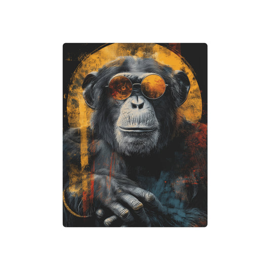 Stunning Chimp Silhouette Metal Wall Art with Sunglasses - Vintage Grunge Style Decor - Metal Wall Art Print