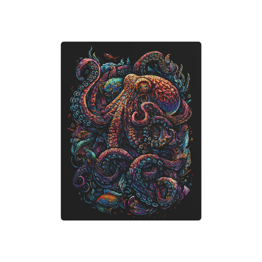 Colorful Octopus Art Metal Sign in Dan Mumford Style, Dark & Elegant Design - Metal Wall Art Print