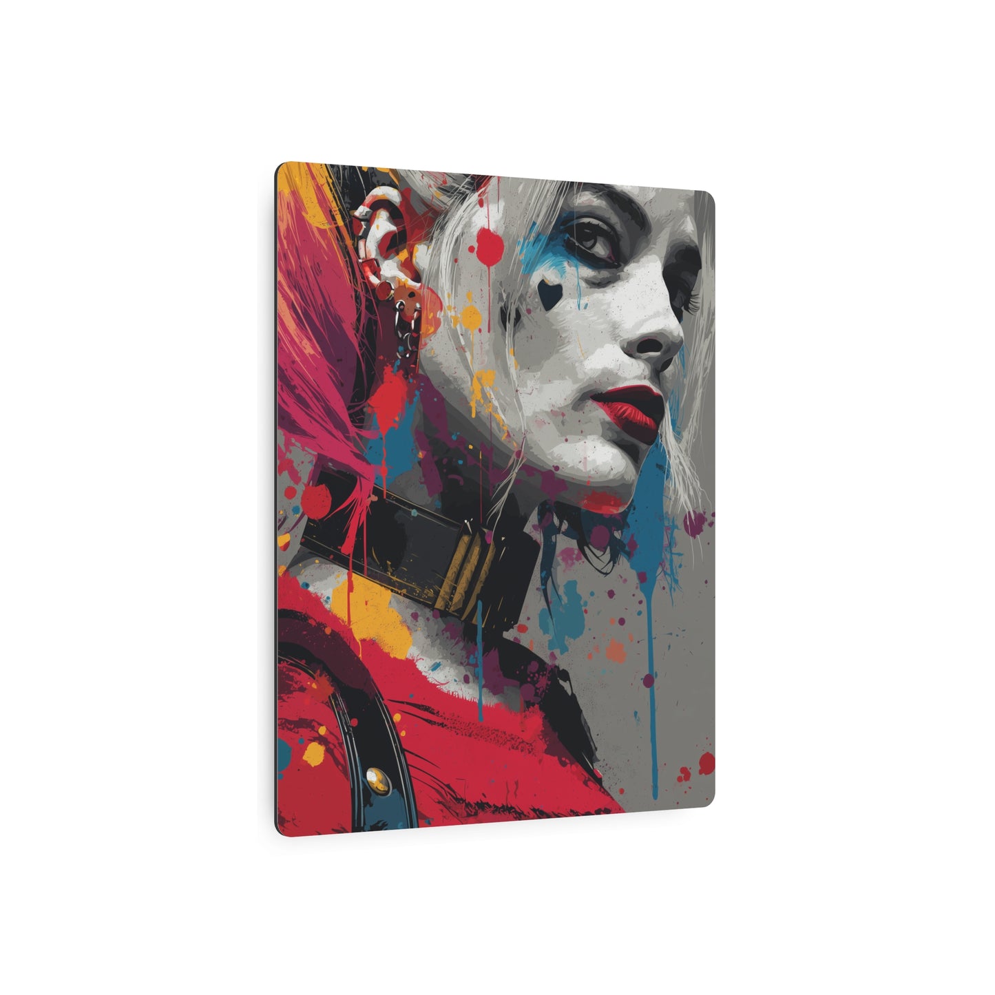 Vibrant Harley Quinn Abstract Vector Art Metal Wall Sign